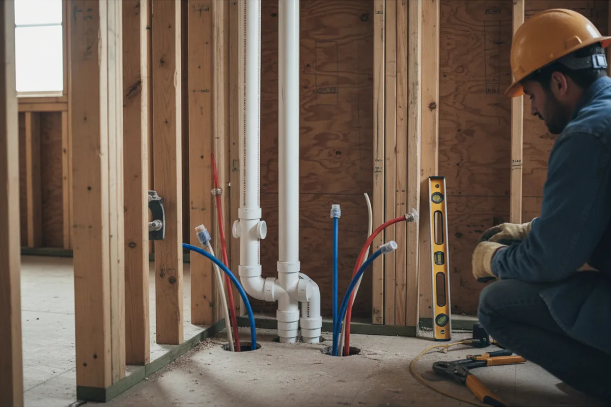 Drain and supply rough-in during Leak Detection in West Kingston